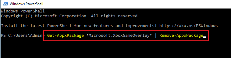 Uninstall Xbox Game Bar for current user