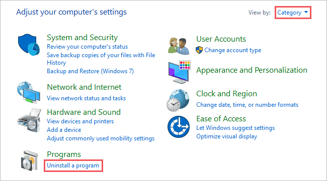 Open Uninstall a program to uninstall microsoft teams