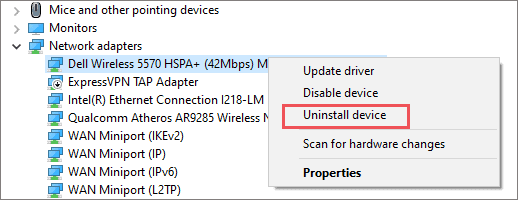 Uninstall device drivers