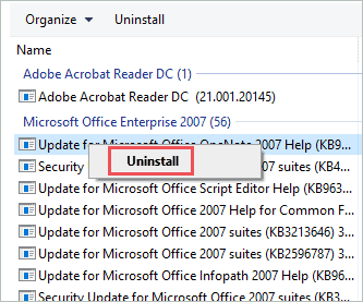  Uninstall the update
