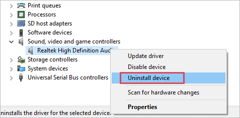 Uninstall sound video and game drivers