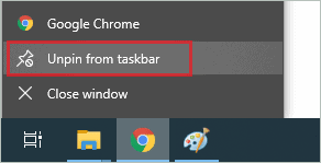 Unpin Google Chrome from taskbar
