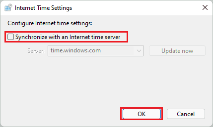 Un-sync with the Internet time server