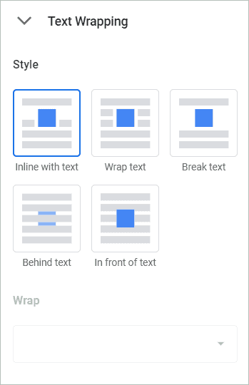 Text wrapping options