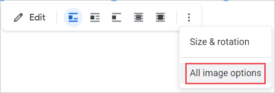 Click on the All image options