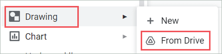From the Drawing option select From Drive
