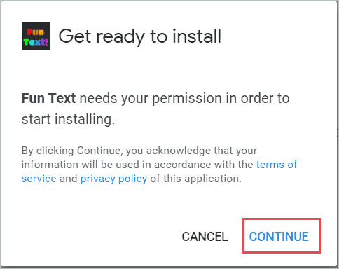 Click on the Continue button