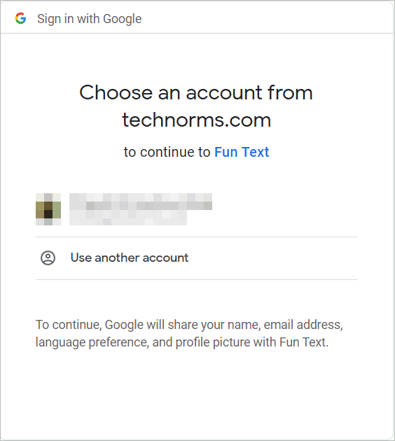 Select your Google Account