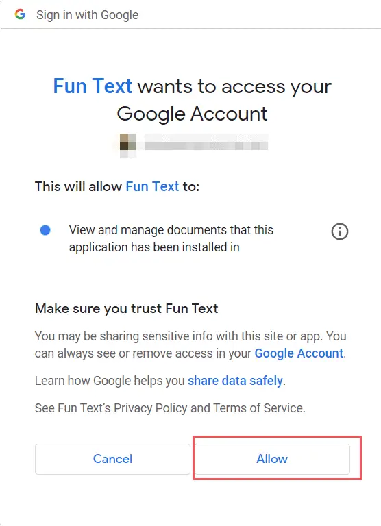 Click on the Allow button