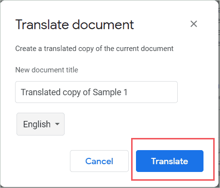 Click on the Translate button.