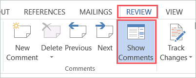 Click on the Review Tab. Select Show Comments.
