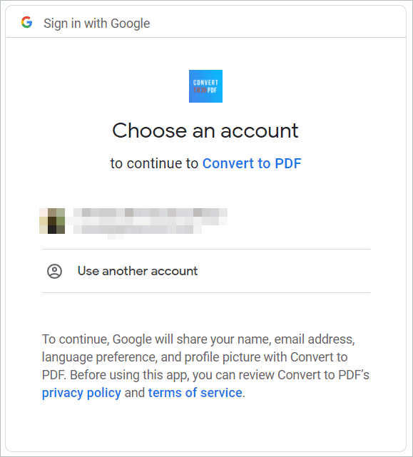 Select the Google Account you want to sign in with