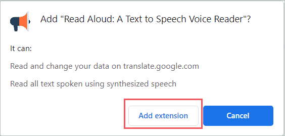 Click on the Add extension button