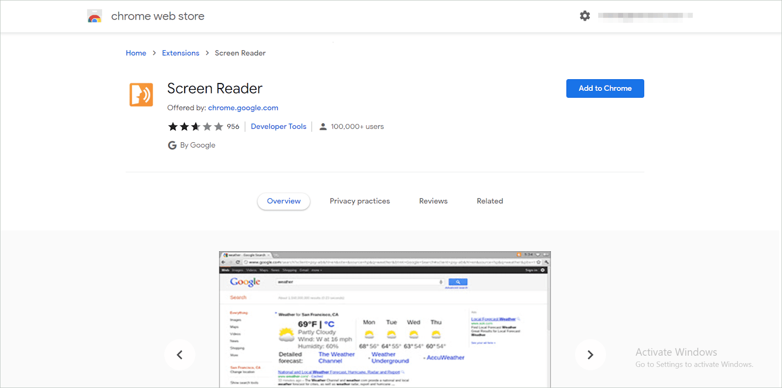 Screen Reader Tab for text to speech in google docs