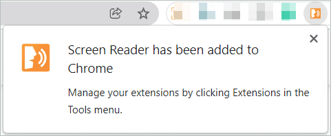 Prompt to display that Screen Reader had been added to Chrome