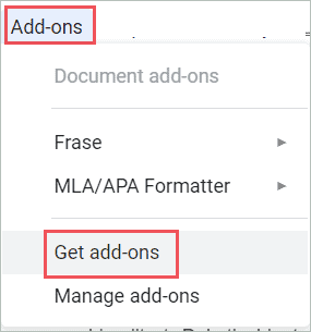Click on the Add-ons menu. Then select Get add-ons