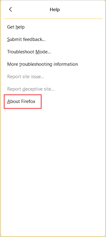 Click on About Firefox