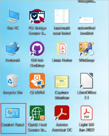 Click Control Panel on your computer desktop