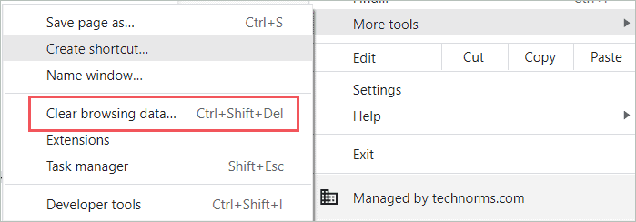 Click on the Clear browsing data.