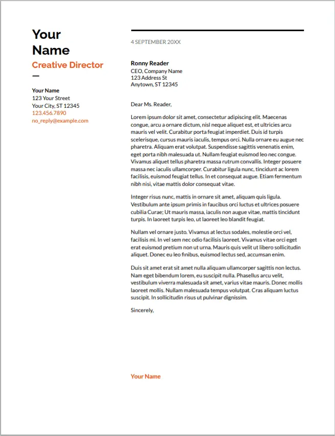 Swiss Cover Letter Template