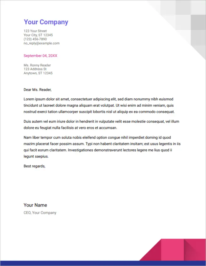 Geometric Cover Letter Template