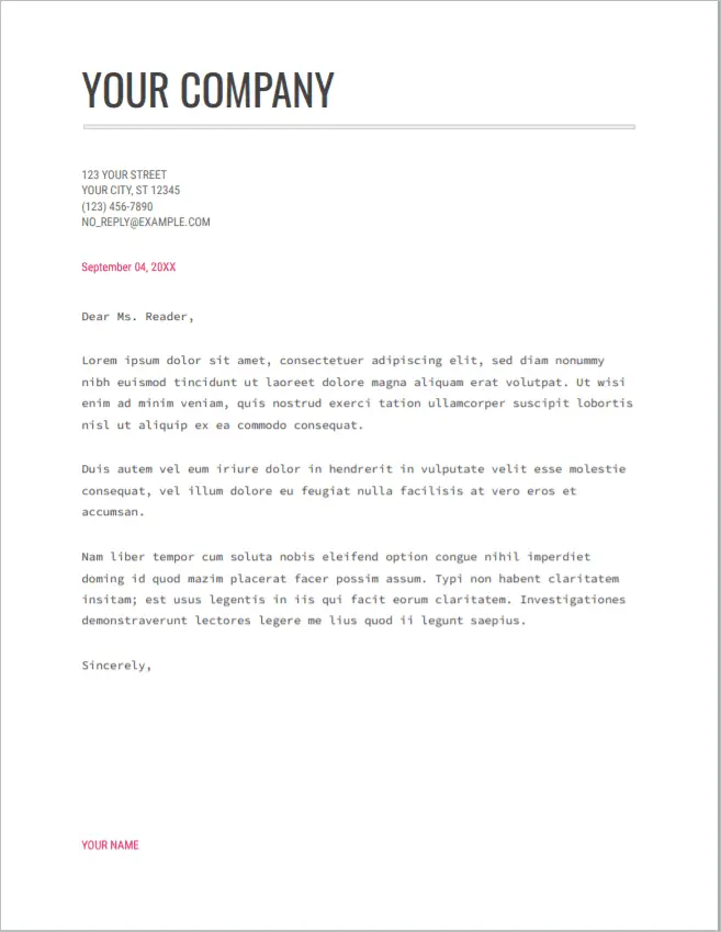 Modern Writer Cover Letter Template