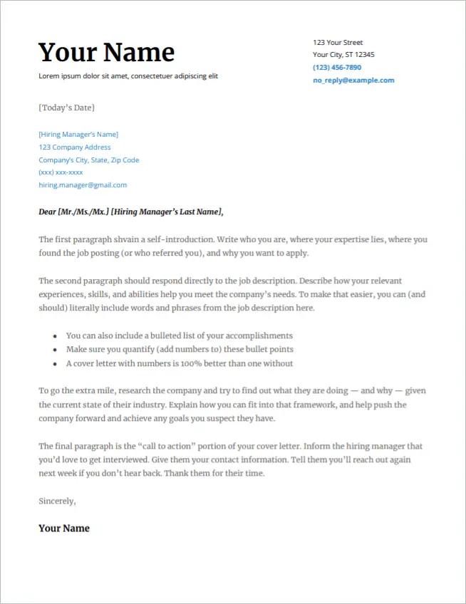 Serif Cover Letter Template