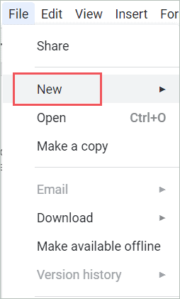 Click on the New option.