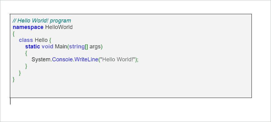 Code block created using an online tool