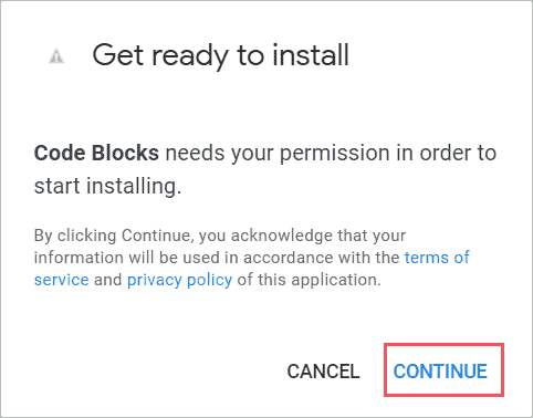 Click on the Continue button