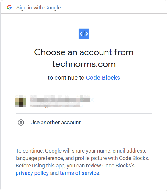 Select your Google Account