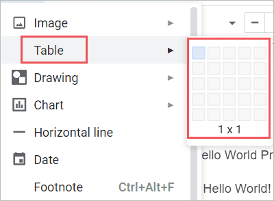 Select 1 x 1 table.