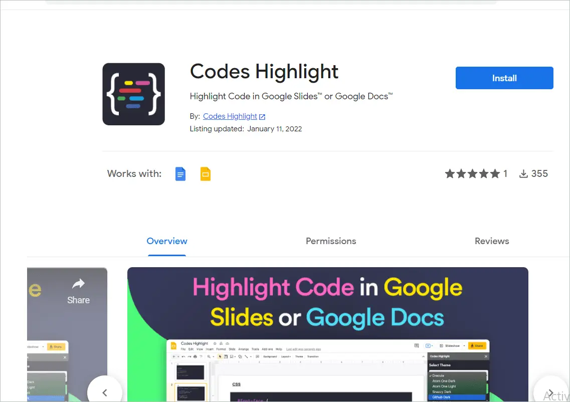 Codes Highlight add-on