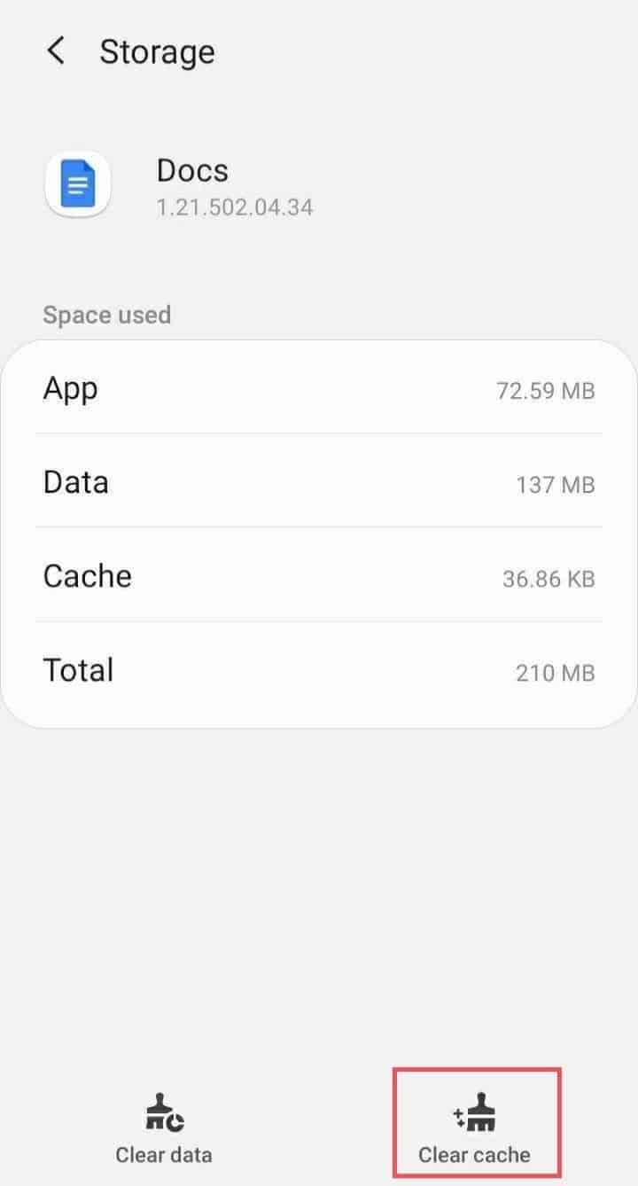 Click on the Clear cache button