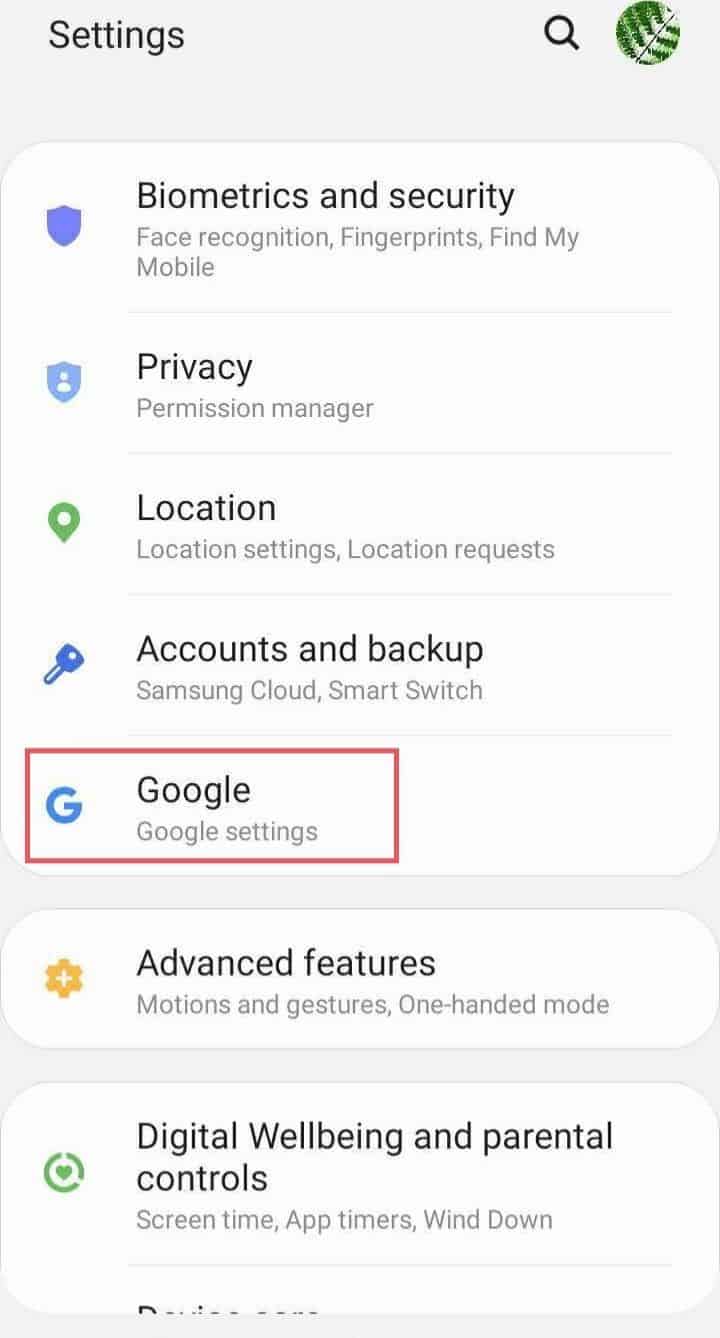 Click on the Google Option