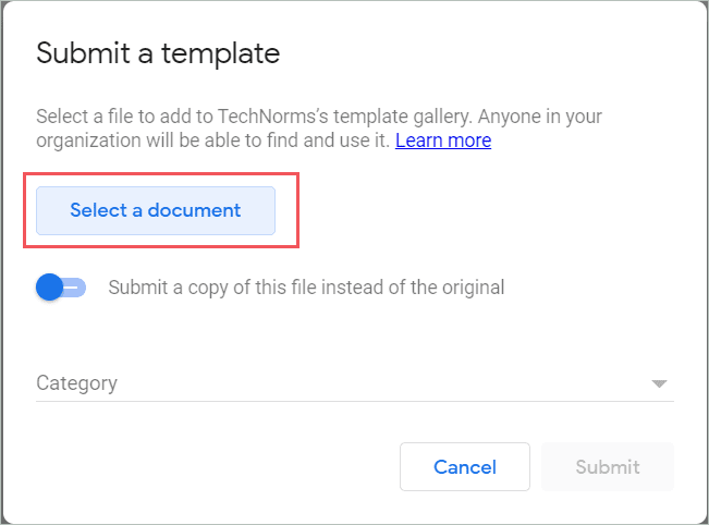 Click on the Select a document button