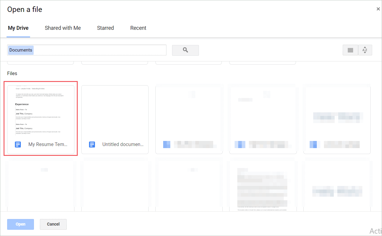 Select the file template you just designed