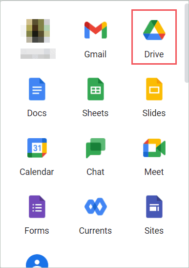 Click on the drive icon