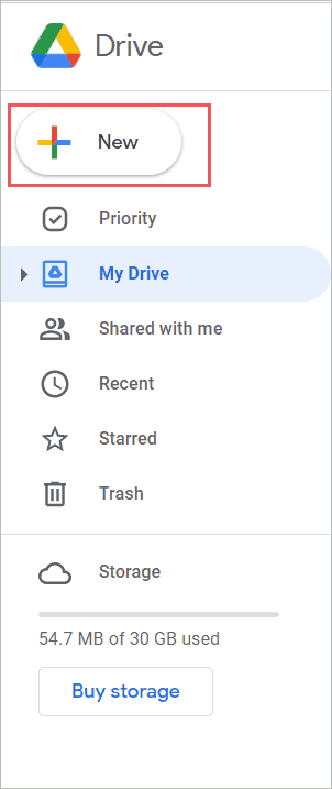Click on the +New option
