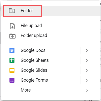Select the Folder option