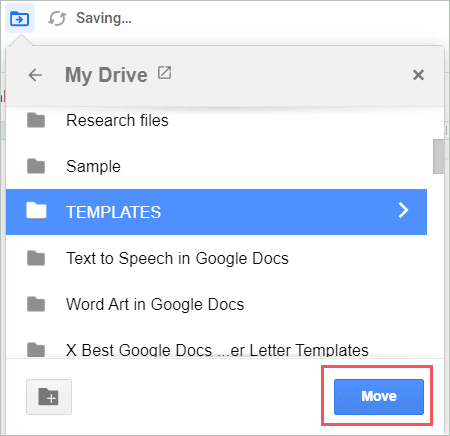Click on the Move button
