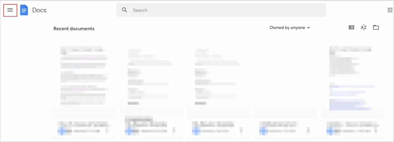 Click on the three horizontal lines