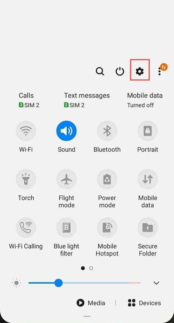 Click on the settings icon