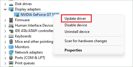 Click on Update driver