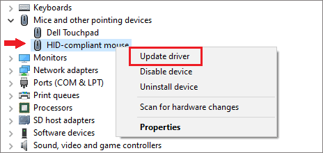 Update mouse driver