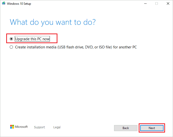 Upgrade PC using Media Creation Tool to fix error 0x80070020