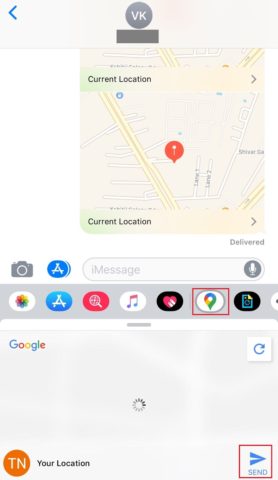 Use Google Maps to send the location
