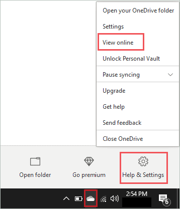 Access OneDrive Online to fix onedrive not syncing