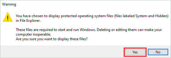 Warning to enable hidden OS files to fix can't find appdata folder windows 10