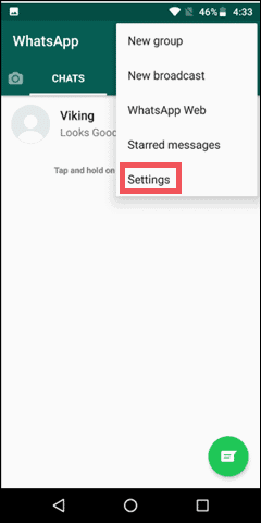 WhatsApp-chat-backup Select Settings
